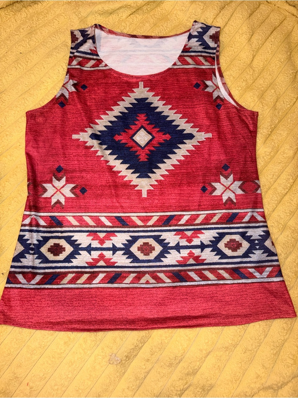 Red Aztec-Print Sleeveless Tank Top NWOT size Medium
